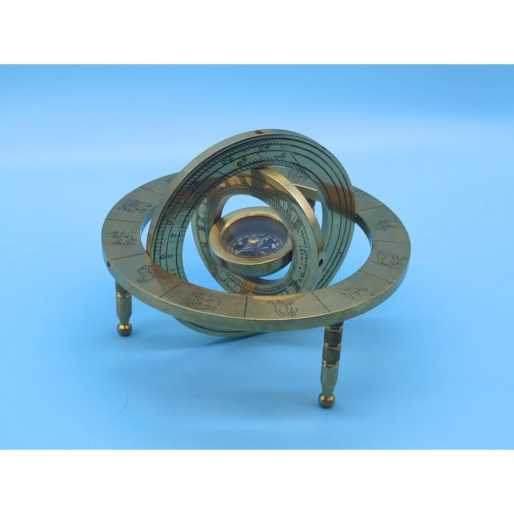 Heavy Brass Nautical Elevated Zodiac Compass